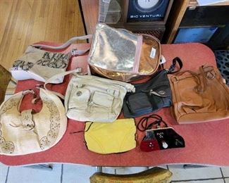 Metallic Backpack Full of Assorted Purses/Bags