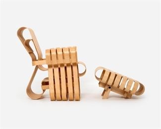 11. FRANK GEHRY Knoll "Power Play" Chair & Ottoman (1990s)