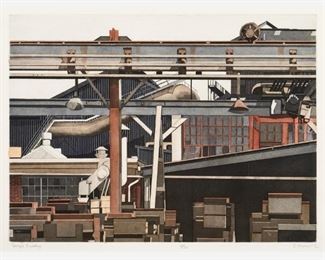 31. SIDNEY HURWITZ "Forge Building" (1986 Etching)