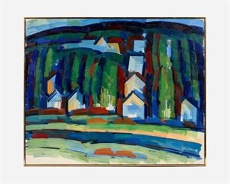 40. WILBUR NIEWALD "Across the Kaw" (1970s Oil)