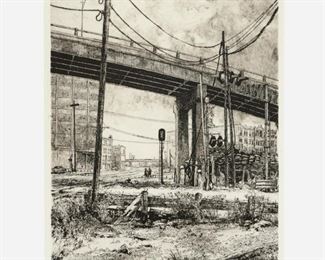43. DOUG OSA "West Bottoms Viaduct" (1991 Etching)