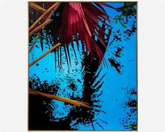 56. RAYMOND OLIVERO "Crimson Frond" (1984 Oil)