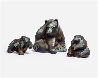 71. TONY EVANS Three Raku Pottery Bears (1970s)