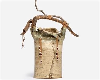 72. MARIELLA OWENS Ceramic Vessel with Driftwood Handle