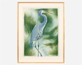 82. JOHN COSTIN "Great Blue Heron" (1990 Etching)