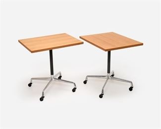 97. EAMES Herman Miller Aluminum Group Rolling Tables, Pair