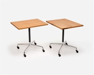 98. EAMES Herman Miller Aluminum Group Rolling Tables, Pair