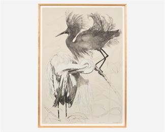 109. ELLEN LANYON "Black Egret" (1985 Lithograph)