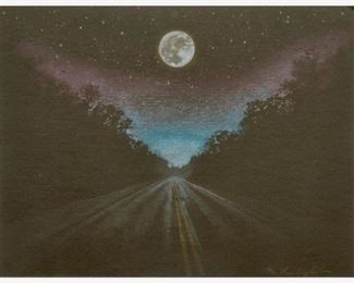 116. JOHN ENGLISH "The Road Was Lit" (1989 Colored Pencil)
