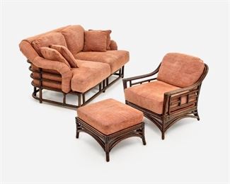 131. Ficks Reed Three-Piece Rattan Seating
