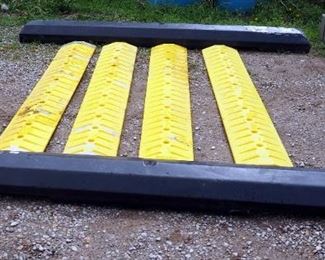Eagle Manufacturing Co. Polyvinyl 6' Speed Bumps, Qty 4, And Black Polyvinyl 7' Parking Curbs, Qty 2