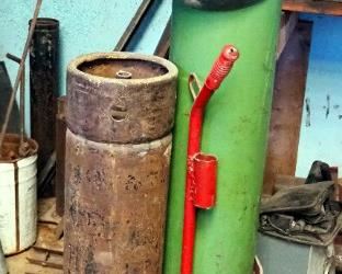 Acetylene And Oxygen Tanks On 2 Wheel Dollie