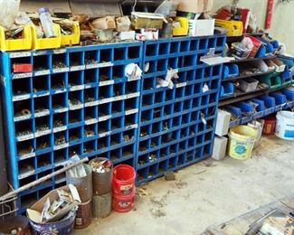 Fastenal Metal Hardware Organizer Cabinets, Qty 2 42" x 34" x 12", Plastic Hardware Bins, Nuts, Bolts, Anchors, Washers and More