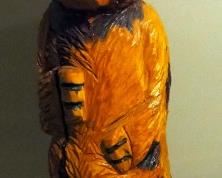 Hand Carved Wood Bear Wearing Fez Totem, 51" Tall