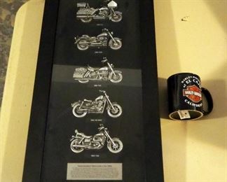 Harley Davidson Motorcycles Of The 80's Framed Shadowbox, 25" x 12"