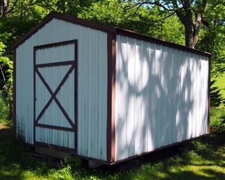 Wood Framed Metal Sided Garden Shed, 9' x 9' x 14.5'