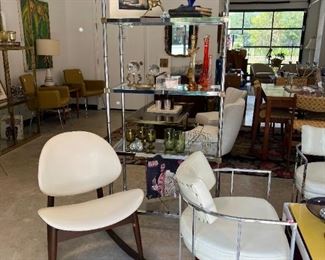 Kodawood Shell Rocking Chair,  Swung vases, Vintage Glassware