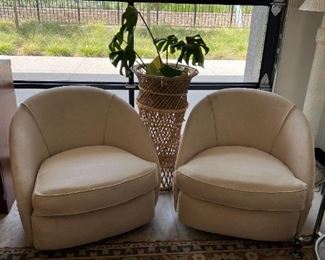 Milo Baughman style swivel chairs