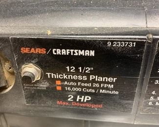 Sears Craftsman 12 ½" Thickness Planer