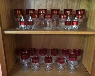 Kings Crown Ruby Red Thumbprint Glassware