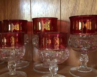 Kings Crown Ruby Red Thumbprint Glassware