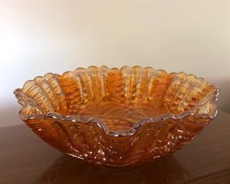 Amber Carnival Glass Bowl