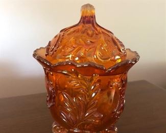 Amber Glass Trinket Jar