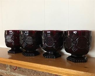 Vintage Avon Cape Cod Ruby Red Set of 4 Cups