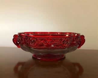 Red Glass Serving Bowl