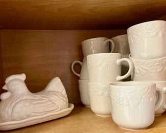 Gibson Housewares Fruit Pattern, Butter Plate & Mugs