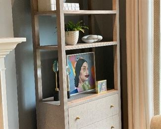 Grey Grass Cloth Etagere Sold Seperately - 36" W x 82" H X 16" D - $1,700