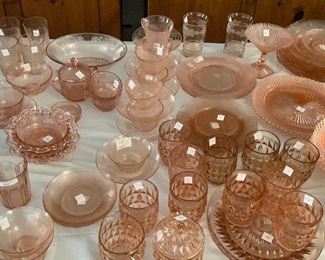 Miscellaneous pink depression glass patterns