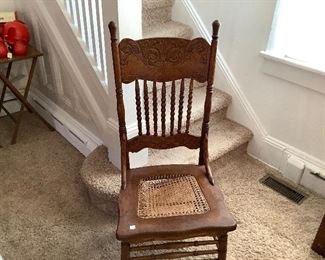 Antique Oak chairs with cane seats (5)