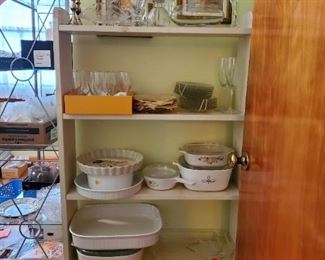 Various dishware, Corning ware, bake ware.