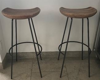Wood & metal “saddle” bar stools