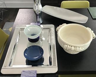 Assortment of tray, beautiful bowls & Nambe pieces