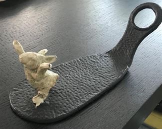 Unique folk art bunny candle holder