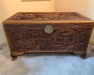 Antique camphor wood chest sent home during WWII. 