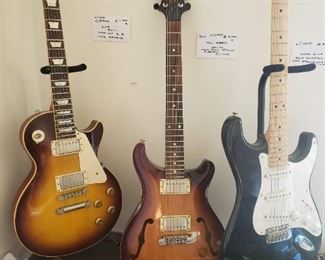 Electric guitars for sale : Gibson Les Paul R-8 1958 reissue, Paul Reed Smith Hollowbody Spruce, Fender Eric Clapton Custom Shop Stratocaster, special guitars!