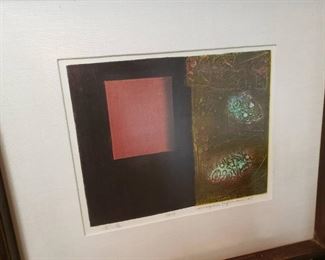 Red Window by Hiroyuki Tajima, Japanese print, framed