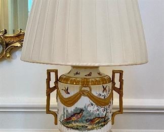 Item 2:  Hand Painted Lamp with Pheasants - 28": $275