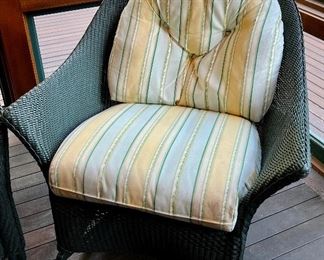 Item 26:  Lloyd Flanders Hunter Green Outdoor Wicker Rocking Chair - 36"l x 21"w x 37.5"h: $575