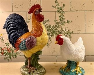 Item 34:  (2) Ceramic Chickens:  $58/Pair                                                                                  Tallest - 16.5"