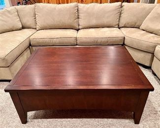 Item 41:  Large Coffee Table with Two Drawers - 48"l x 34"w x 19"h: $225