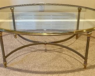 Item 68:  Brass and Glass Coffee Table - 47.5"l x 26.5"w x 17"h:  $245