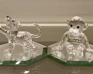 Item 121:  Swarovski Bear (left) - 1.75"h:  $42        (SOLD)                                                                          Item 122:  Swarovski Monkey (right) - 1.75"h: $42 