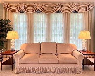 Item 73:  Wonderful Henredon Velvet Sofa with Fringe - 86"l x 20"w x 28.5"h:  $700