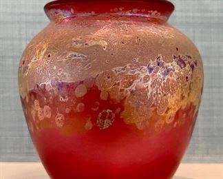 Item 118:  Signed Chris Heilman Art Glass Vase ('86 Lam Series) - 5":  $145