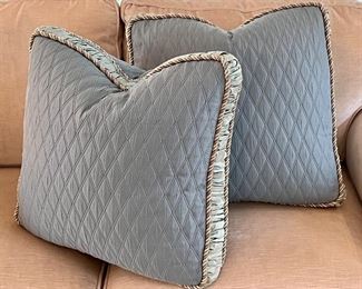 Item 130:  (2) Down Pillows (blue) - 19" x 19":  $90