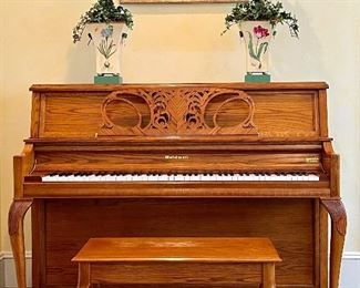 Item 81:  Hamilton Limited Edition Upright Baldwin Piano, Queen Anne Oak: $895 (must be moved by piano mover at the buyer's expense)